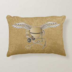 Concrete mixer beige decorative cushion