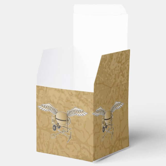 Concrete mixer beige favour box (Opened)
