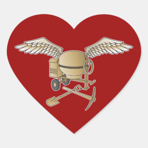Concrete mixer beige heart sticker