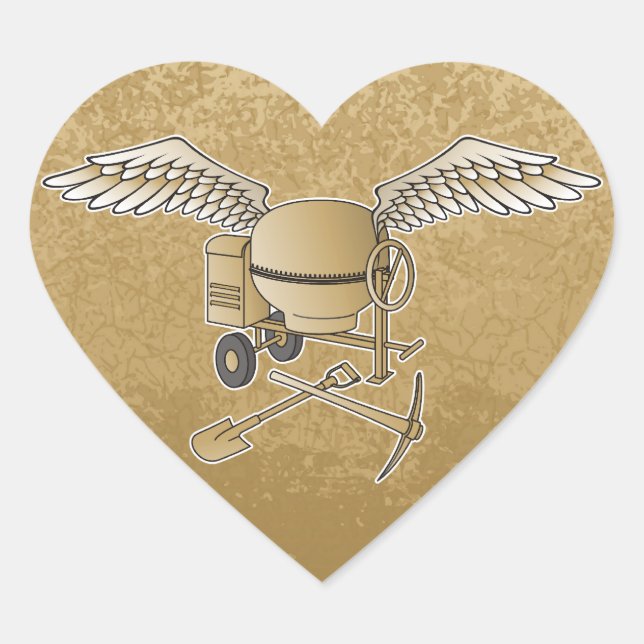Concrete mixer beige heart sticker (Front)