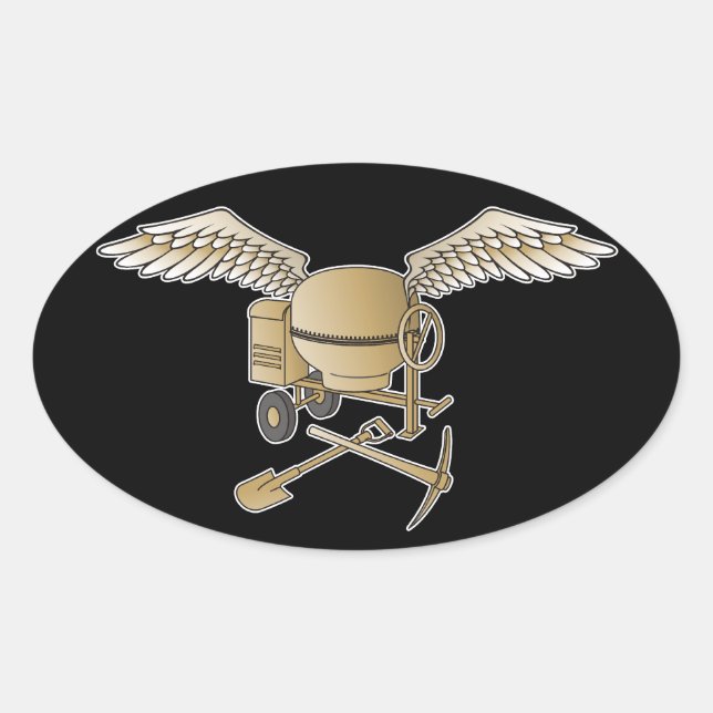 Concrete mixer beige oval sticker (Front)