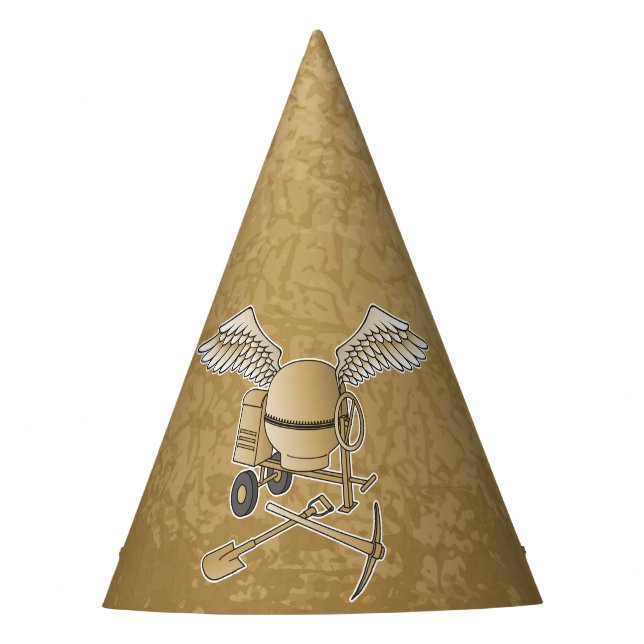 Concrete mixer beige party hat (Front)