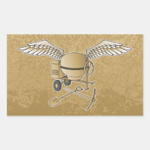 Concrete mixer beige rectangular sticker