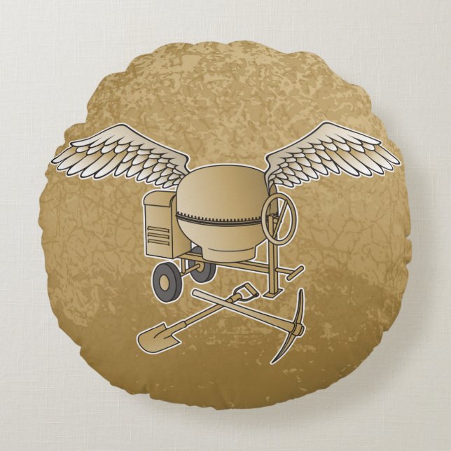 Concrete mixer beige round cushion (Front)