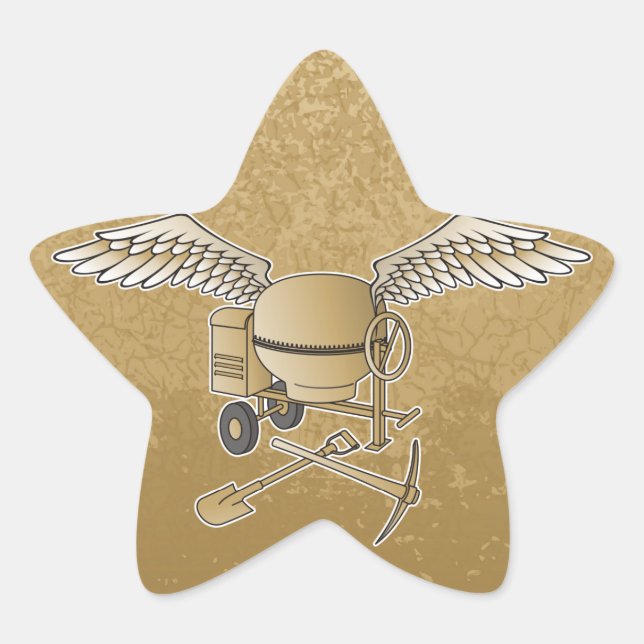 Concrete mixer beige star sticker (Front)