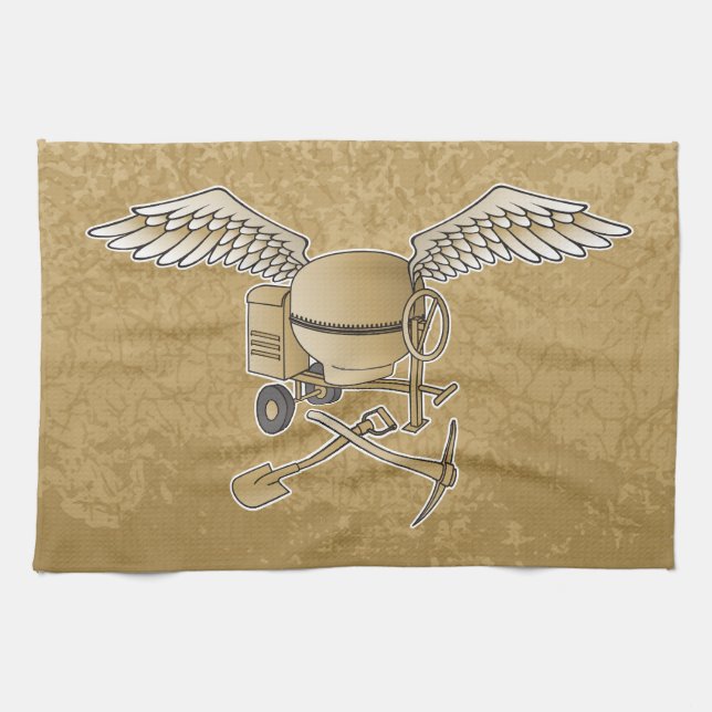 Concrete mixer beige tea towel (Horizontal)