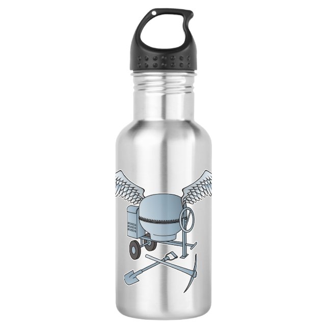 Concrete mixer blue-grey 532 ml water bottle (Front)