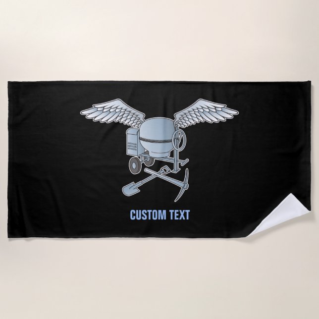 Concrete mixer blue-grey beach towel (Front)