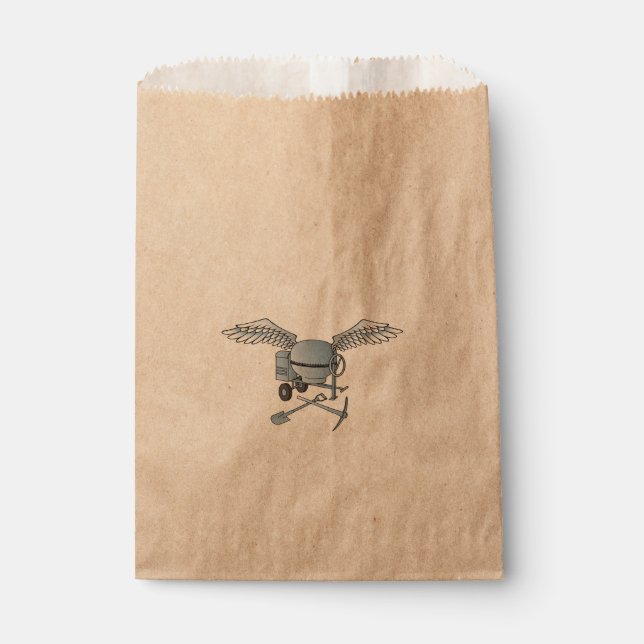 Concrete mixer blue-grey favour bag (Front)
