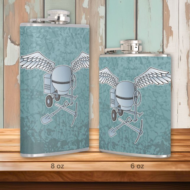 Concrete mixer blue-grey hip flask (Creator Uploaded)
