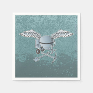 Concrete mixer blue-grey napkin
