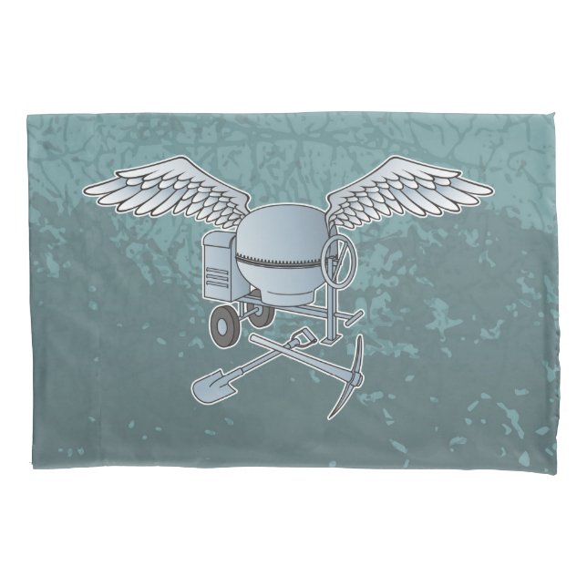 Concrete mixer blue-grey pillowcase (Front)