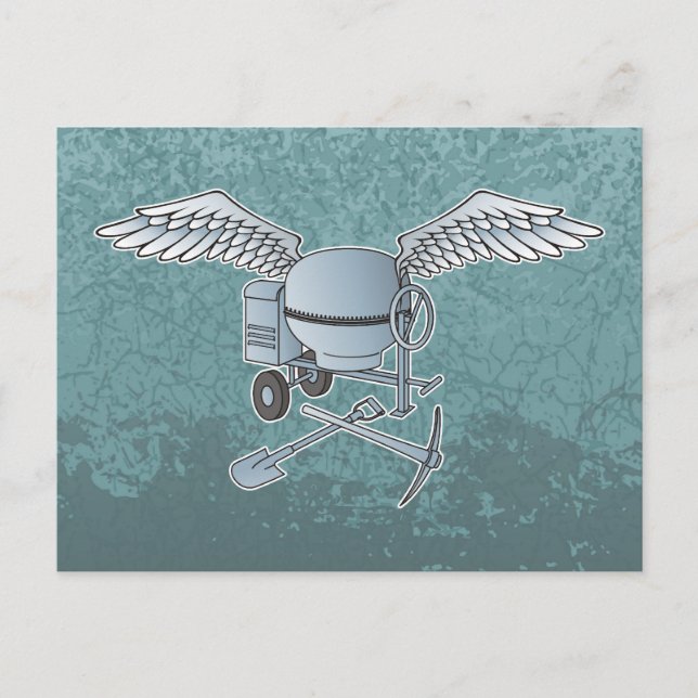 Concrete mixer blue-grey postcard (Front)