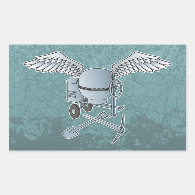 Concrete mixer blue-grey rectangular sticker (Front)