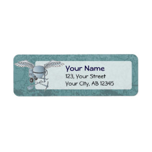 Concrete mixer blue-grey return address label