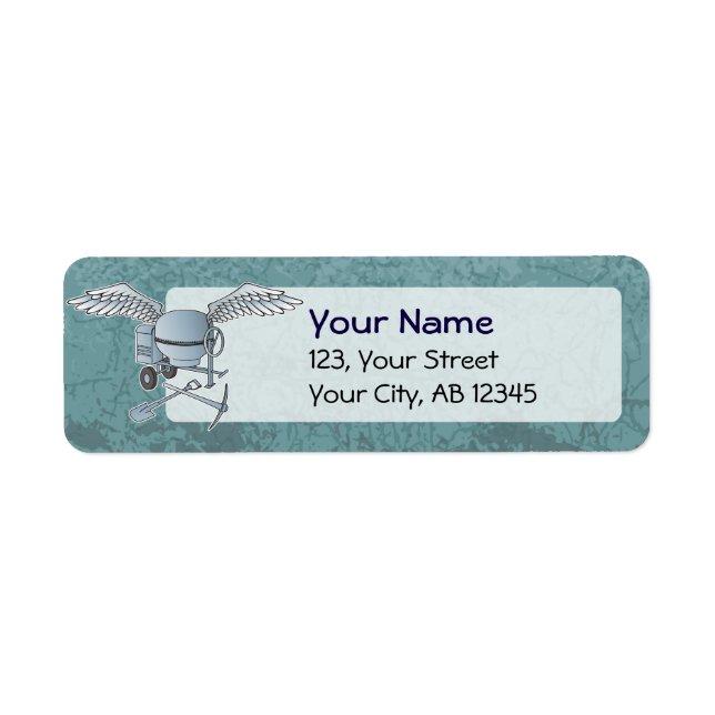 Concrete mixer blue-grey return address label (Front)