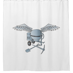 Concrete mixer blue-grey shower curtain