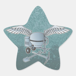Concrete mixer blue-grey star sticker