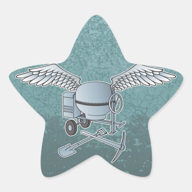 Concrete mixer blue-grey star sticker (Front)