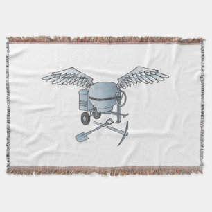 Concrete mixer blue-grey throw blanket