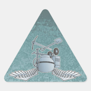 Concrete mixer blue-grey triangle sticker