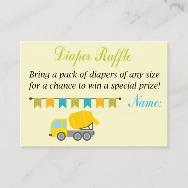 Concrete mixer Diaper Raffle Tickets (Front)
