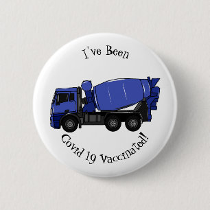 Concrete mixing transport truck cartoon 6 cm round badge