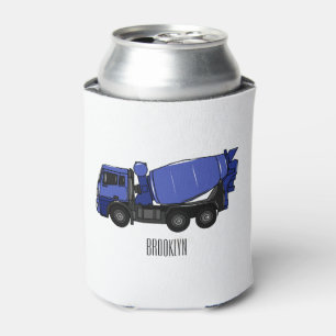 Concrete mixing transport truck cartoon can cooler