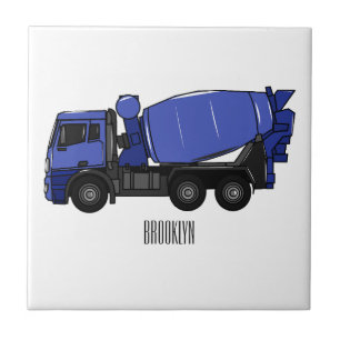 Concrete mixing transport truck cartoon ceramic tile