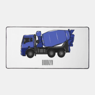 Concrete mixing transport truck cartoon desk mat