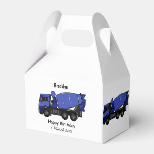 Concrete mixing transport truck cartoon favour box