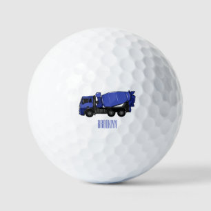 Concrete mixing transport truck cartoon golf balls