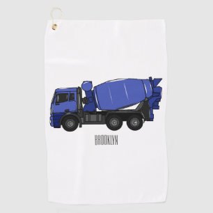 Concrete mixing transport truck cartoon golf towel