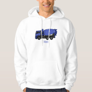 Concrete mixing transport truck cartoon hoodie