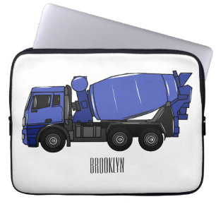 Concrete mixing transport truck cartoon laptop sleeve