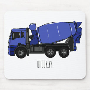 Concrete mixing transport truck cartoon mouse pad