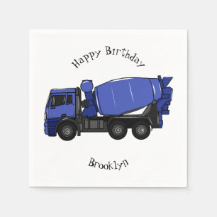 Concrete mixing transport truck cartoon napkin
