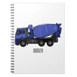 Concrete mixing transport truck cartoon notebook