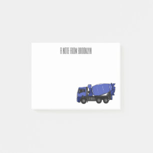 Concrete mixing transport truck cartoon post-it notes