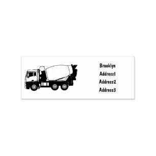 Concrete mixing transport truck cartoon rubber stamp