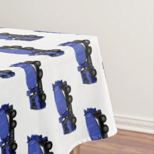 Concrete mixing transport truck cartoon tablecloth