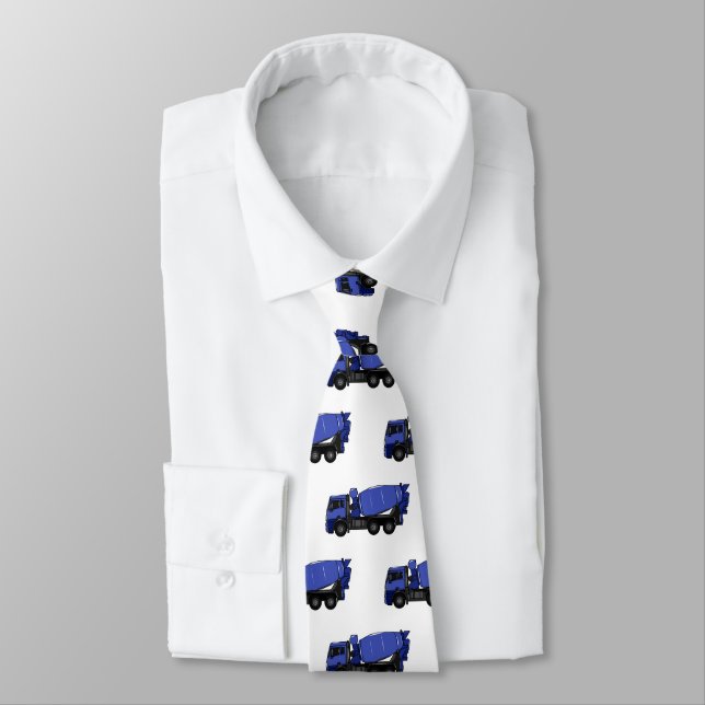 Concrete mixing transport truck cartoon tie (Tied)