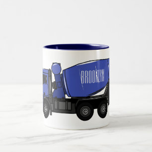 Concrete mixing transport truck cartoon Two-Tone coffee mug