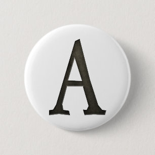Concrete Monogram Letter A 6 Cm Round Badge