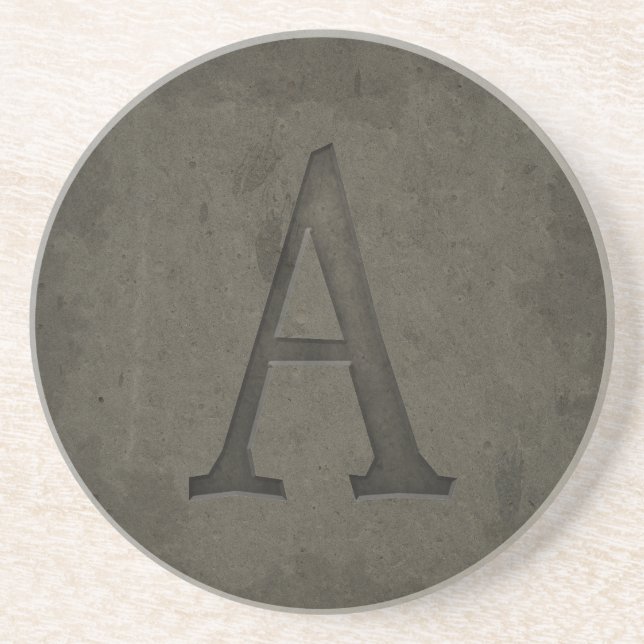 Concrete Monogram Letter A Coaster (Front)