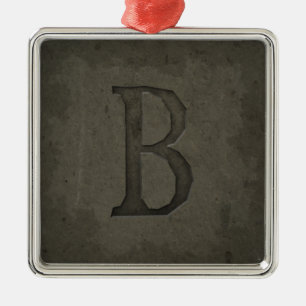 Concrete Monogram Letter B Metal Ornament