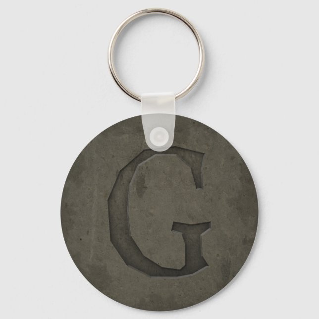 Concrete Monogram Letter G Key Ring (Front)