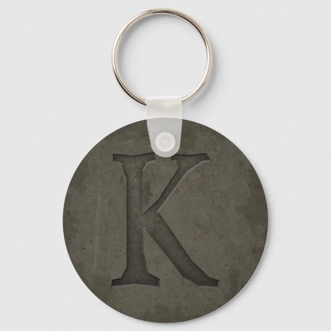 Concrete Monogram Letter K Key Ring (Front)