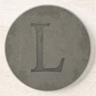 Concrete Monogram Letter L Coaster