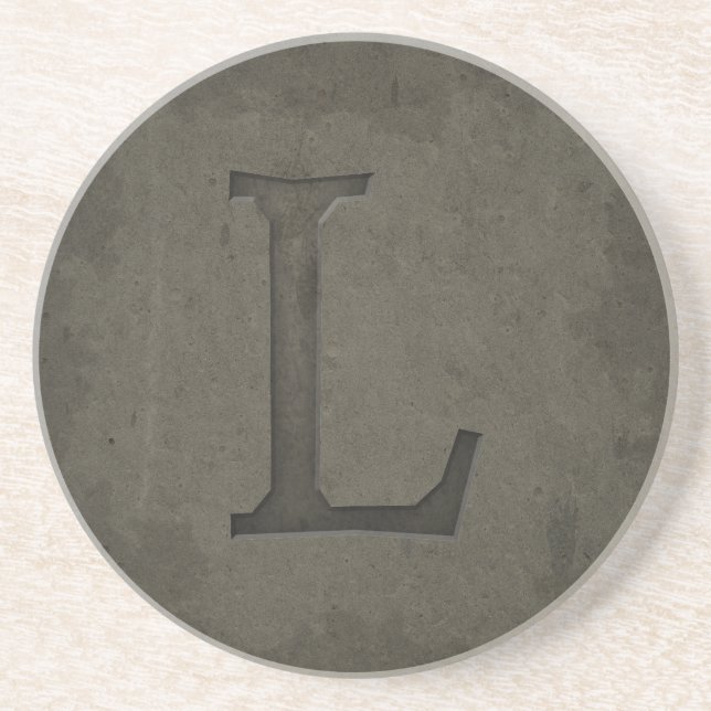 Concrete Monogram Letter L Coaster (Front)